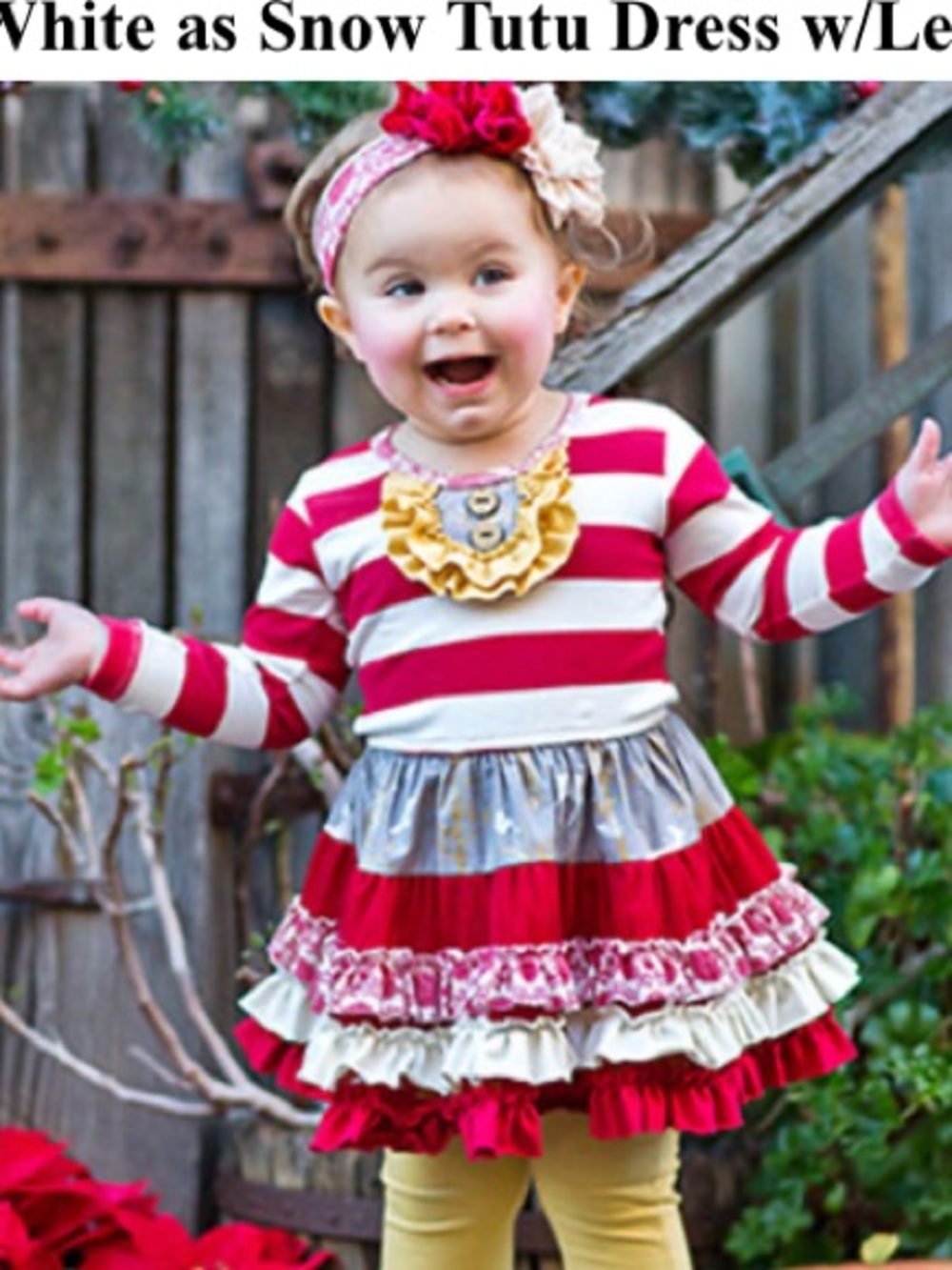 Giggle Moon White and red ruffle dress